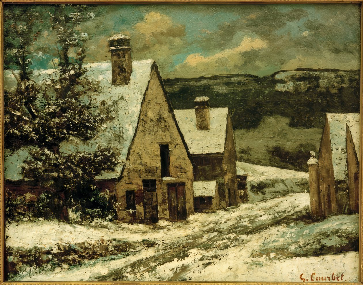Kar altında köy by Gustave Courbet