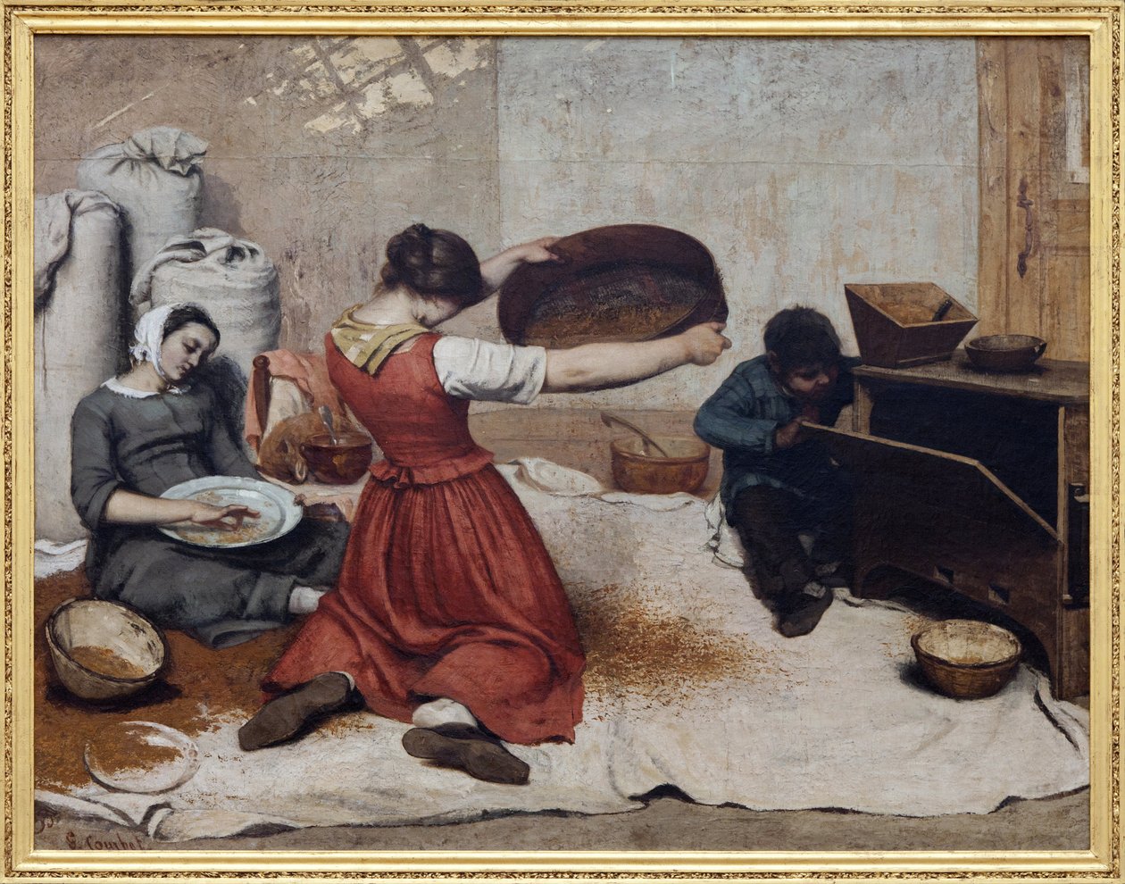 Buğday Elemeciler, Gustave Courbet (1819-1877) tarafından Tuval Üzerine Yağlıboya Tablo. Fotoğraf, KIM Youngtae, Nantes, Musee des Beaux Art de Nantes. by Gustave Courbet