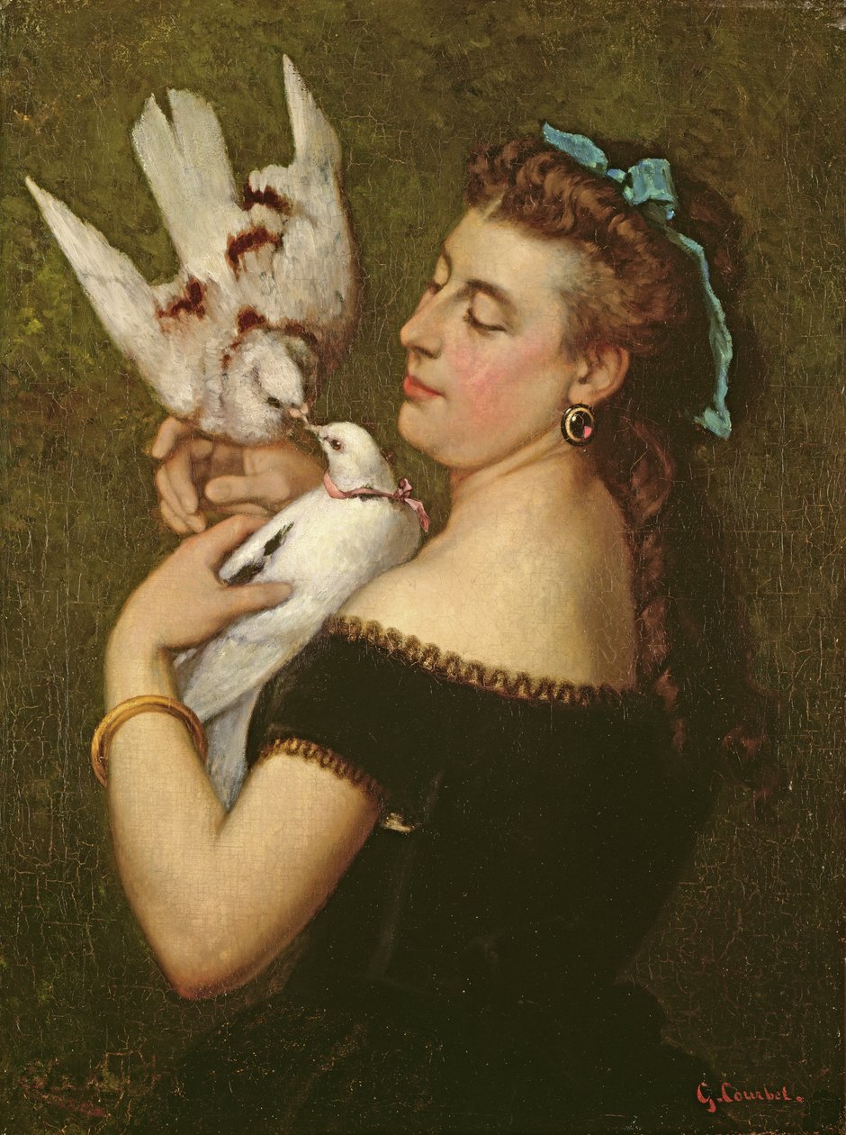 Güvercinli kadın by Gustave Courbet