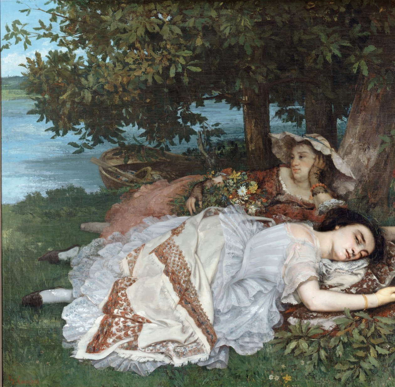 Seine Kıyısındaki Genç Hanımlar by Gustave Courbet