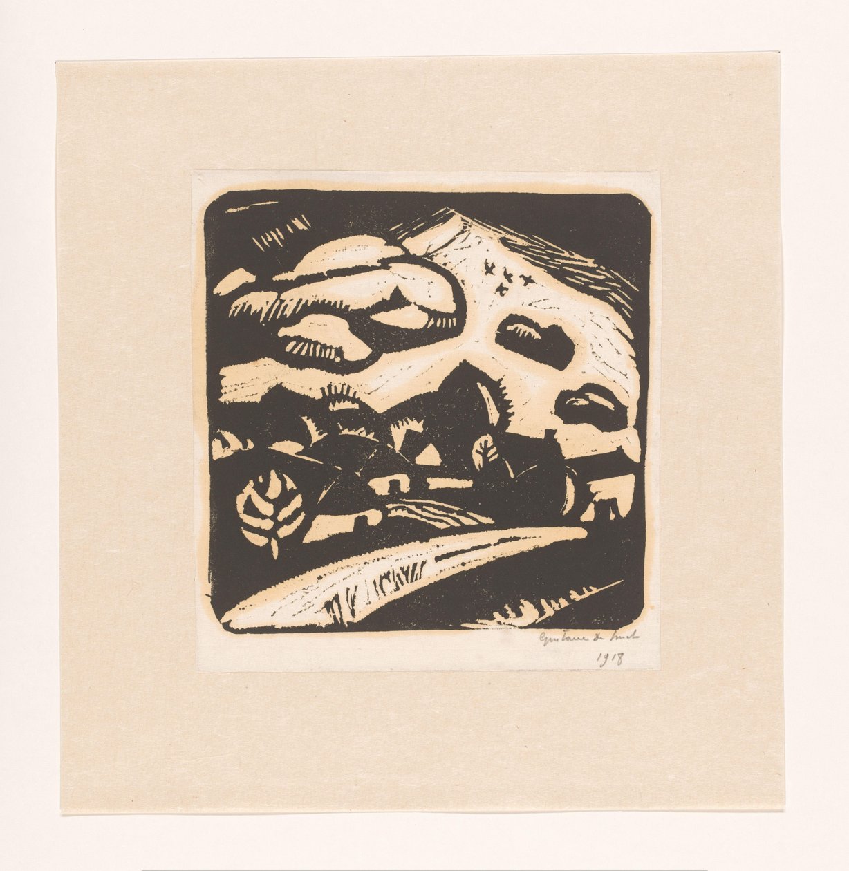 Evler, yol ve dağ ile manzara by Gustave De Smet (signed by artist)