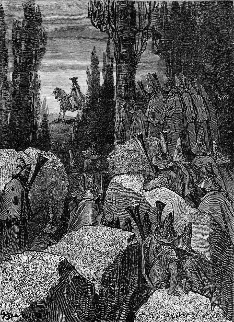 Baron Münchausen: Otoyolcular / haydutlar, Doré tarafından. by Gustave Dore