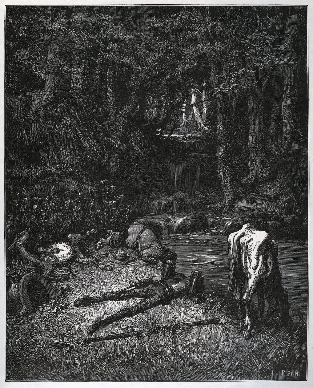 Ormanda Bivouac - Yerin güzelliği ile ikna oldular, şekerleme saatlerini orada geçirmeye karar verdiler - Miguel Cervantes