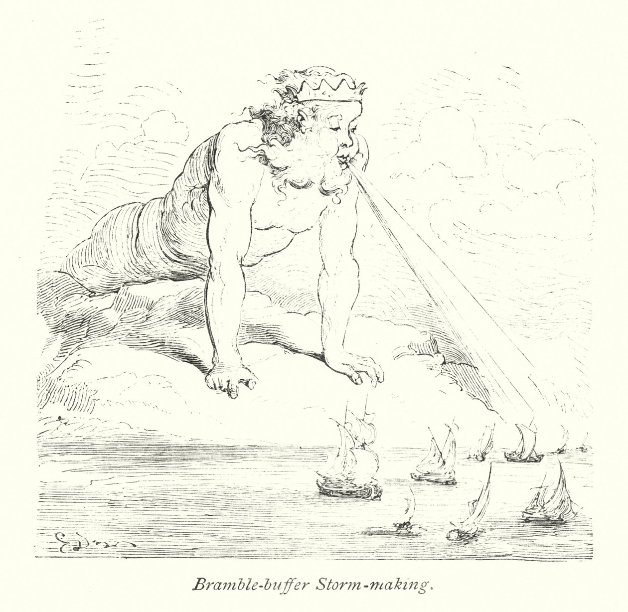 Bramble Buffer Fırtına Yapımı (gravür) by Gustave Dore