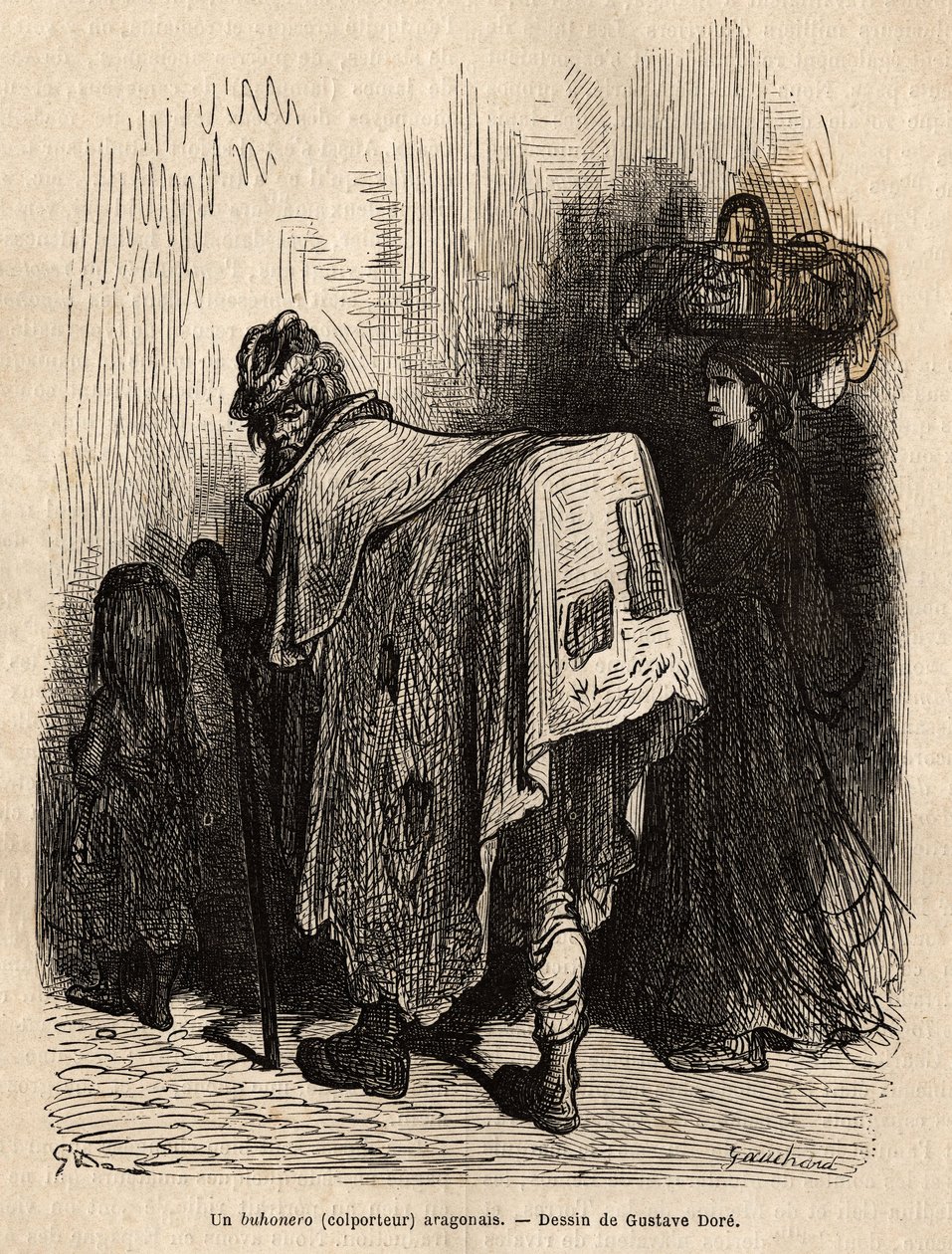 Buhonero, Aragonlu seyyar satıcı. Gustave Dore