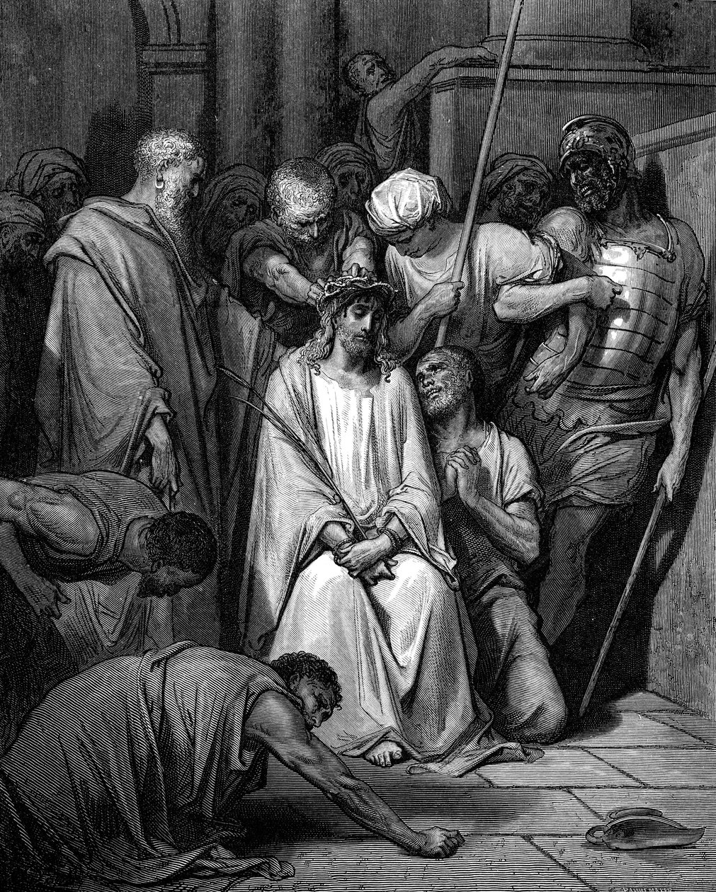 İsa alay etti ve başına Dikenli Taç kondu by Gustave Dore