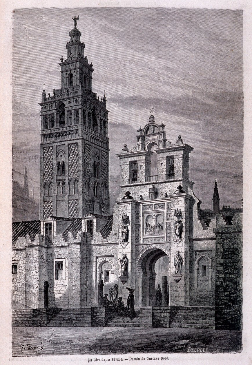 Giralda Kilisesi a seville by Dore, “” Tour du Monde”” 2. sem. 1866. by Gustave Dore