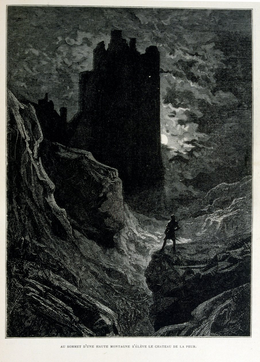 Croque-Mitain; 1863 illüstrasyonu, Gustave Dore (1832 – 1883); Fransız ressam, grafiker, illüstratör. Croque-Mitaine (Öcü), çocuklara onları korkutmak ve böylece daha akıllı hale getirmek için sunulan kötü niyetli bir karakter. by Gustave Dore