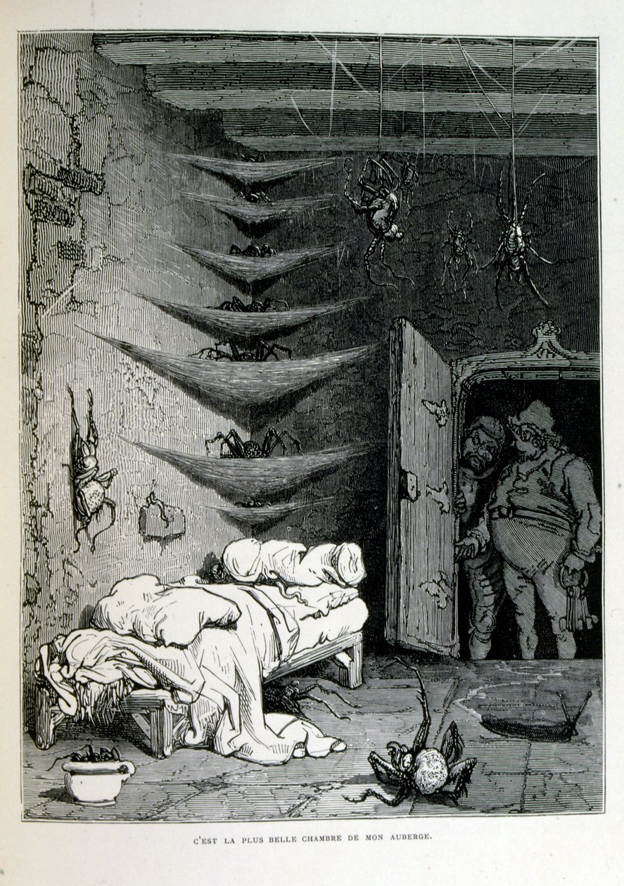 Croque-Mitain; 1863 illüstrasyonu, Gustave Dore (1832 – 1883); Fransız ressam, grafiker, illüstratör. Croque-Mitaine (Öcü), çocuklara onları korkutmak ve böylece daha akıllı hale getirmek için sunulan kötü niyetli bir karakter. by Gustave Dore