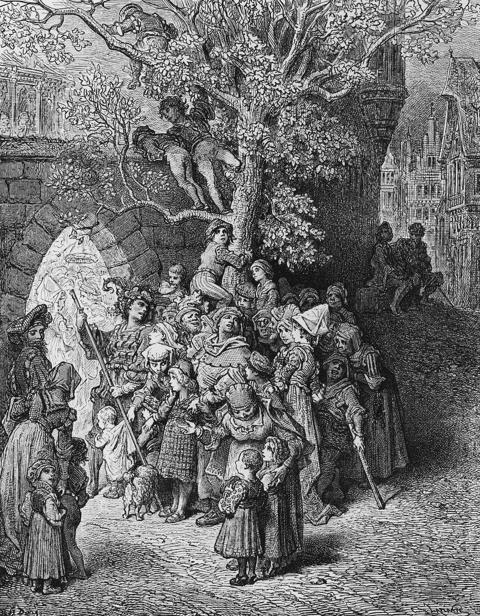 Düğünde seyirci ve seyirci kalabalığı, S.T. Coleridge, Harper und Brothers tarafından yayınlandı, New York, 1876 (ahşap gravür) by Gustave Dore