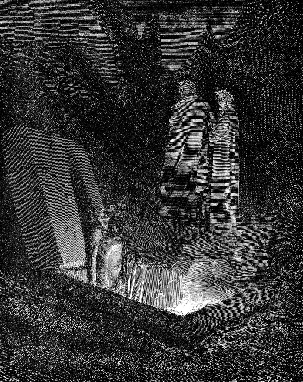 Dante ve Virgil cehenneme bakıyor, 1863. by Gustave Dore
