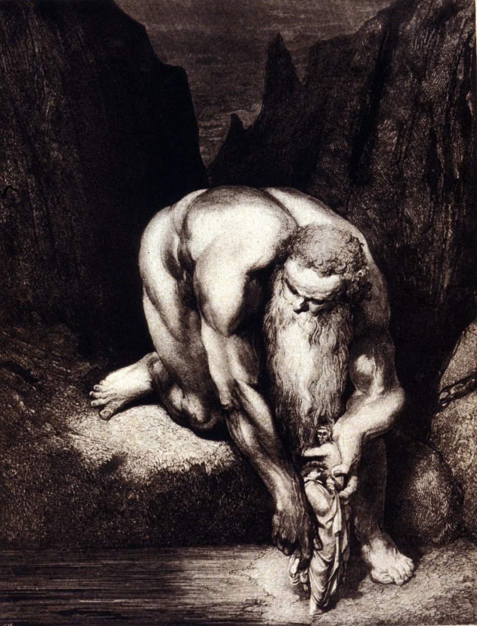 Dante ve Virgil dev Anteas ile tanışır. Ill. for the Divine Comedy, Dante Anlighieri, Gustave Doré. by Gustave Dore