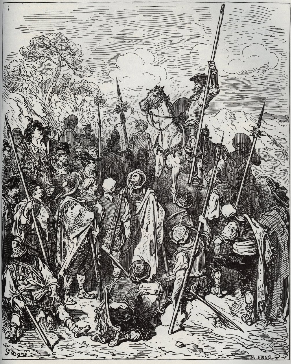 Don Kişot ve Sancho anıran köylülerin filosu ile - Miguel Cervantes