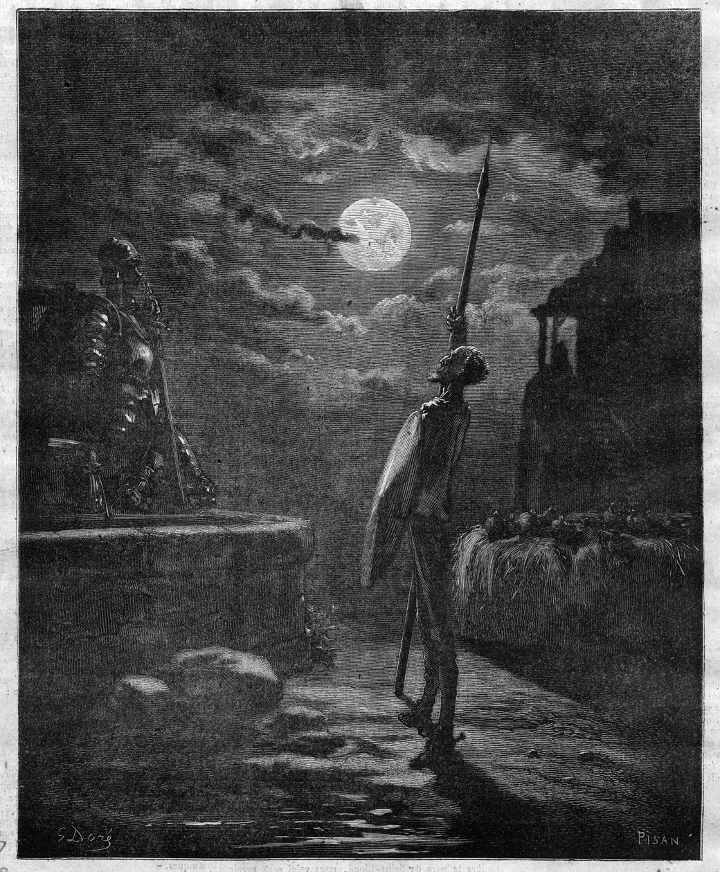 Gustave Dore (1832-1883) tarafından resimlenen Miguel de Cervantes (1547-1616) tarafından Don Kişot - ““ Şanlı Günlüğün ”de Gravür by Gustave Dore