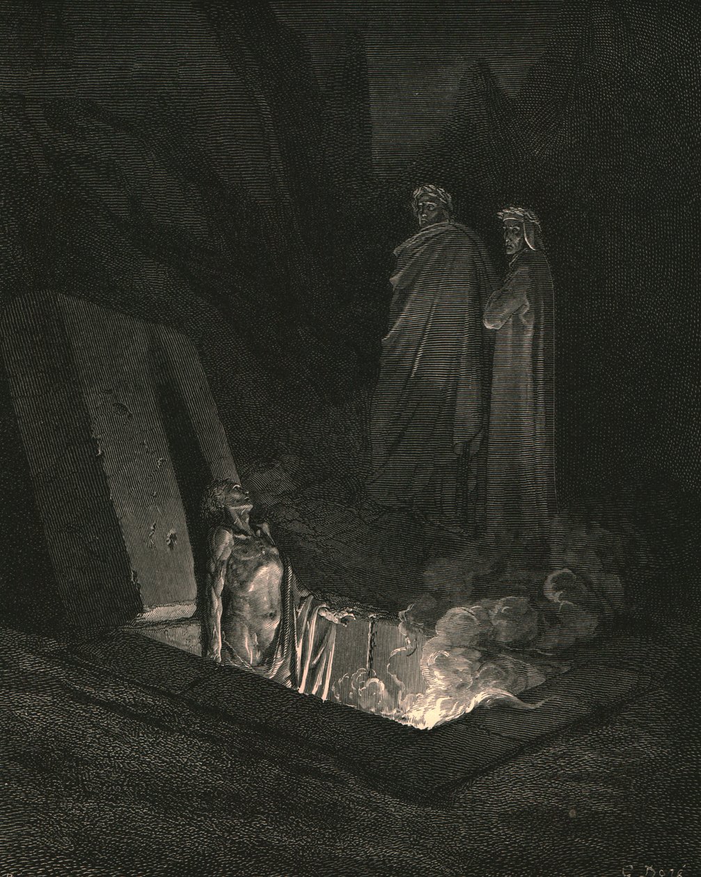 O, orada, mezarların dibinde durur durmaz, bana bir boşluk bıraktı, c1890. by Gustave Dore
