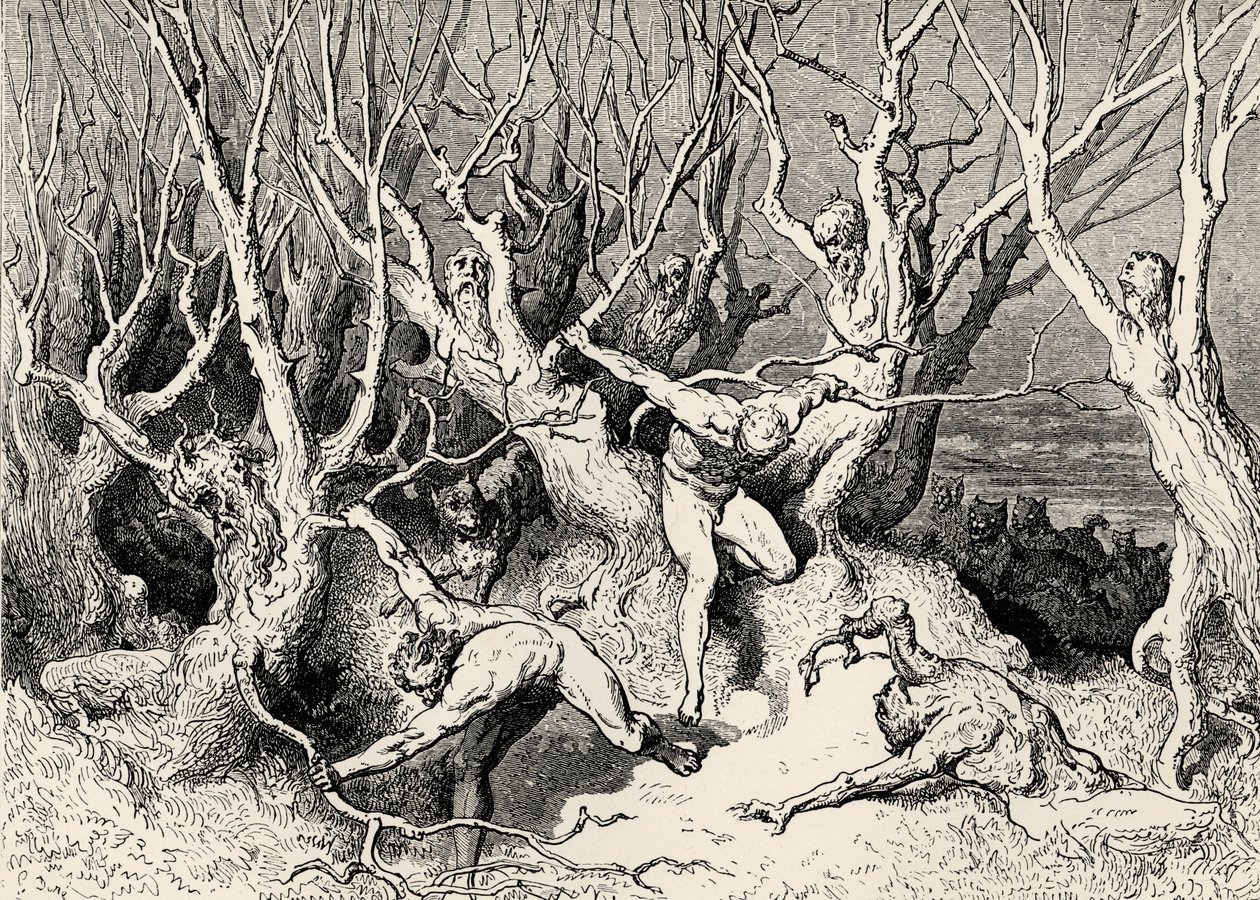 Dante'nin İlahi Komedya - Cehennem (La Divina Commedia, L'Inferno) için İllüstrasyonu by Gustave Dore