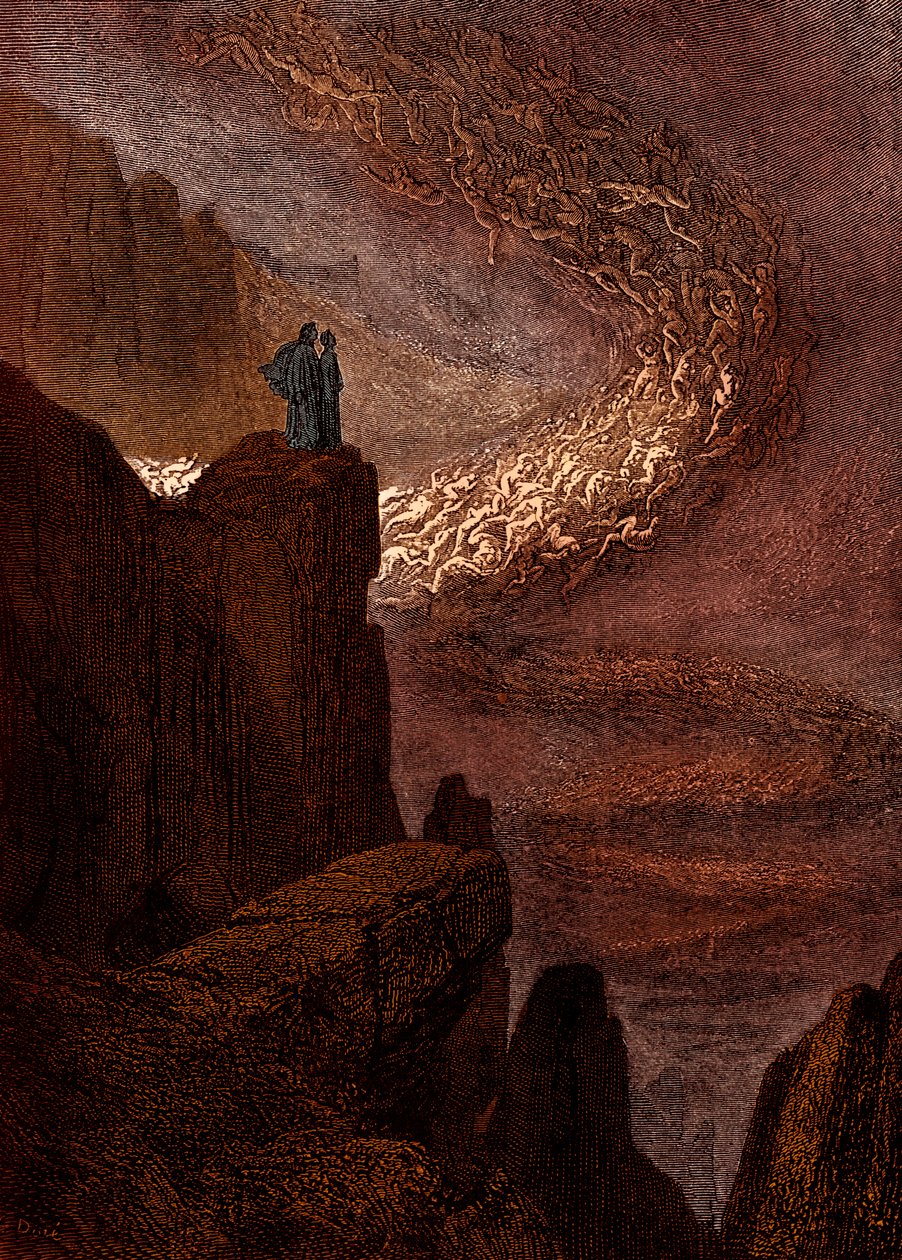 Dante'nin İlahi Komedya - Cehennem (La Divina Commedia, L'Inferno) için İllüstrasyonu by Gustave Dore