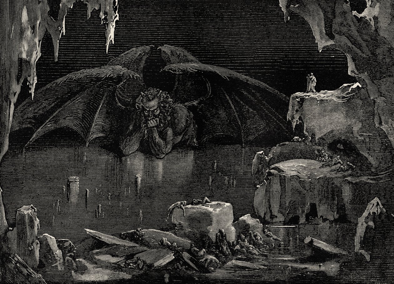 Dante'nin İlahi Komedya - Cehennem (La Divina Commedia, L'Inferno) için İllüstrasyonu by Gustave Dore