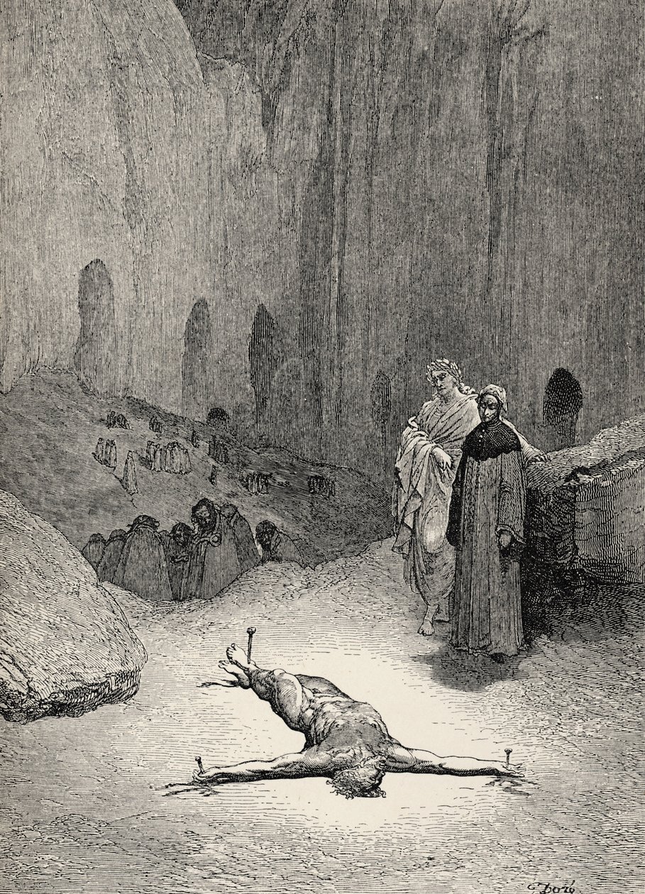 Dante'nin İlahi Komedya - Cehennem (La Divina Commedia, L'Inferno) için İllüstrasyonu by Gustave Dore