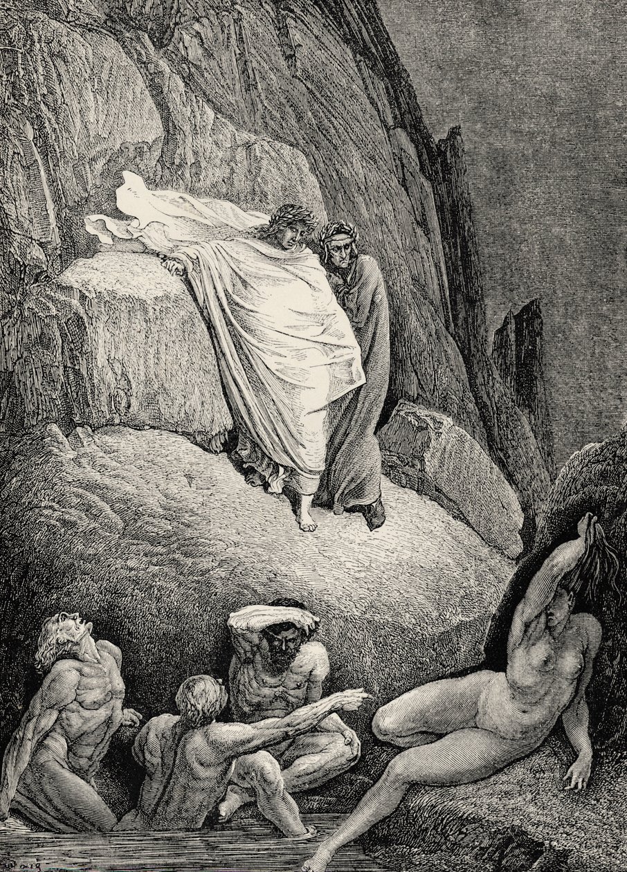 Dante'nin İlahi Komedya - Cehennem (La Divina Commedia, L'Inferno) için İllüstrasyonu by Gustave Dore