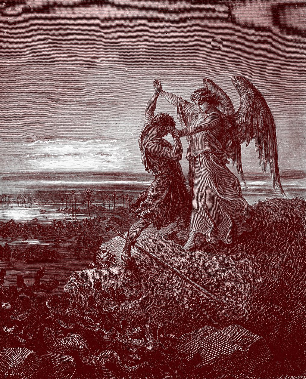Yakup melekle güreşiyor, Doré tarafından. - Kutsal Kitap by Gustave Dore