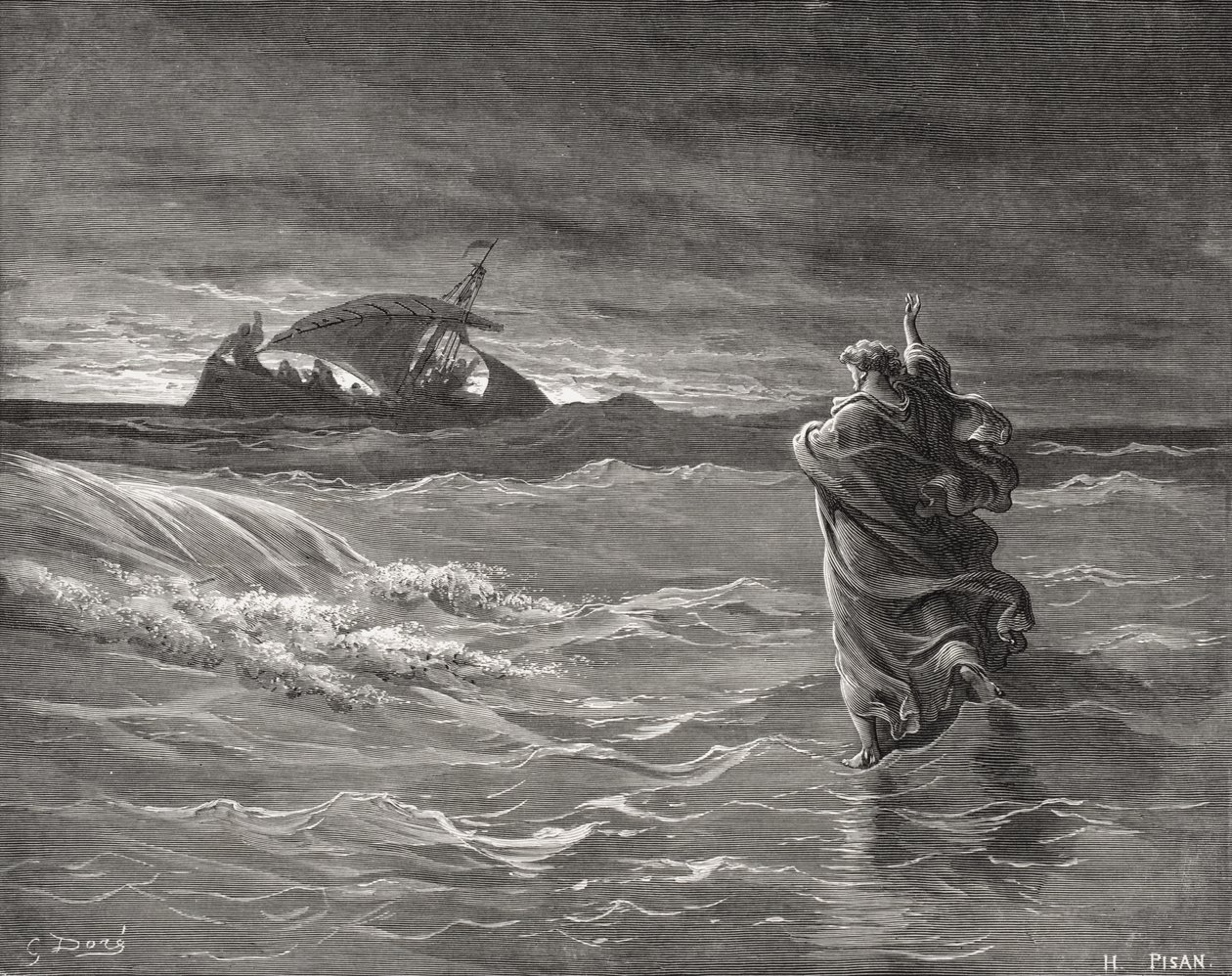 Denizde Yürüyen İsa, Yuhanna 6:19-21, Dore