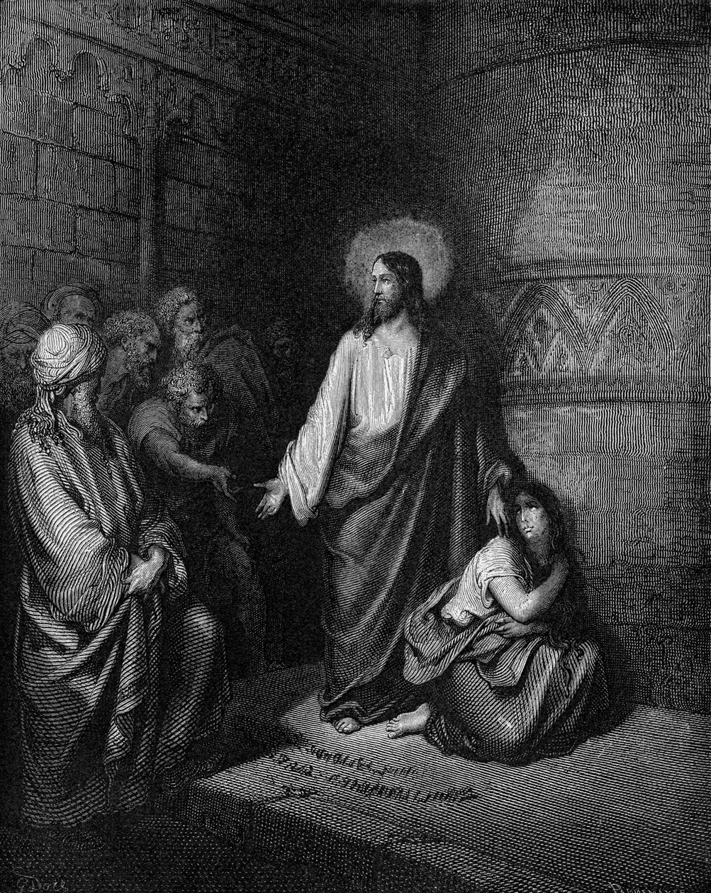 İsa ve zina edilen kadın by Gustave Dore
