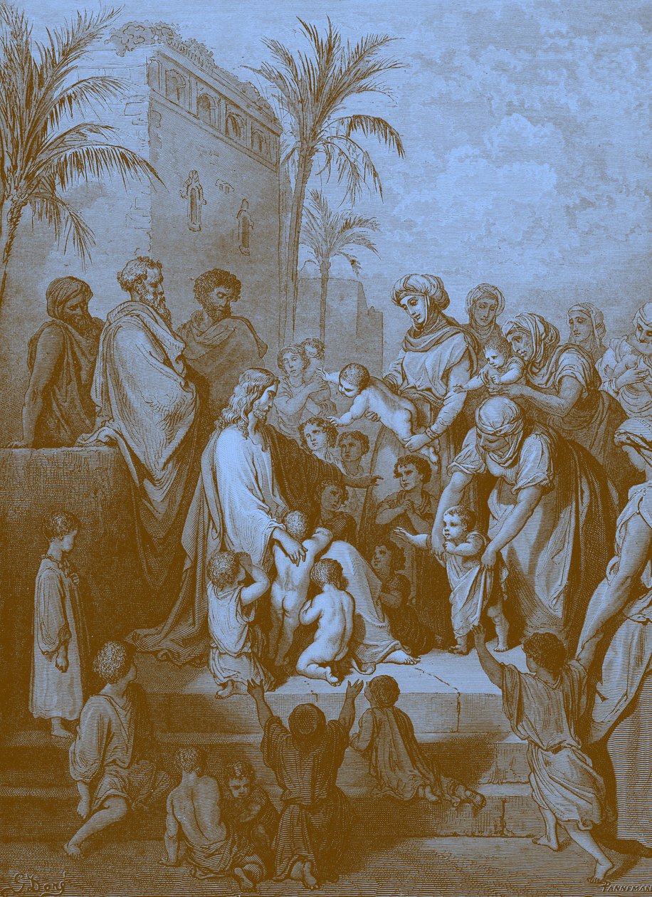 İsa çocukları kutsuyor, Doré tarafından. - Kutsal Kitap by Gustave Dore