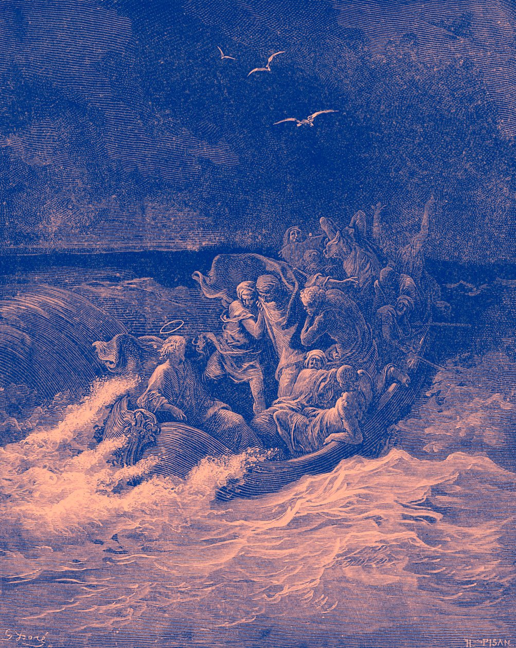 İsa fırtınayı yatıştırır - İncil by Gustave Dore