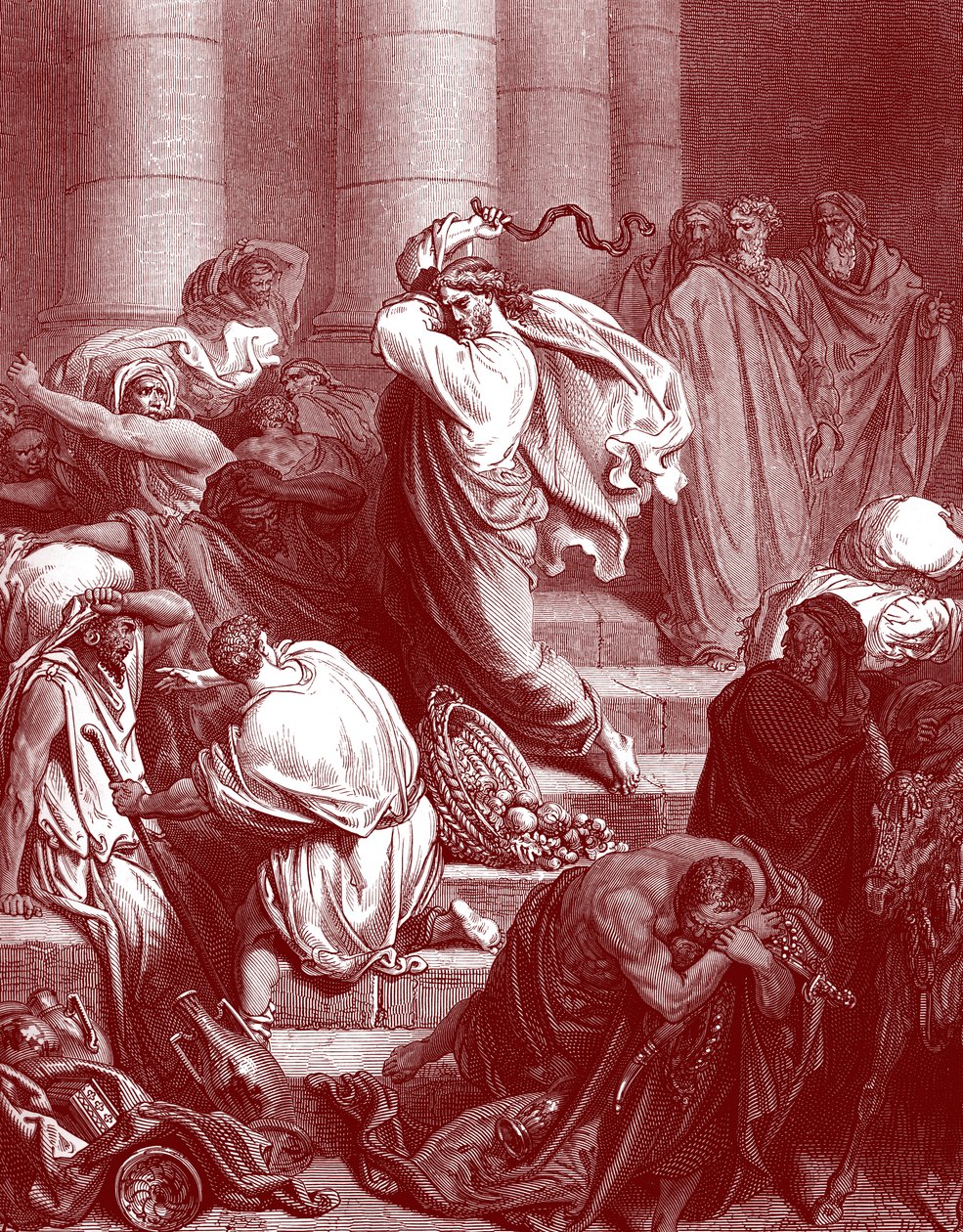 Tapınakta İsa, Doré tarafından gravür. - Kutsal Kitap by Gustave Dore