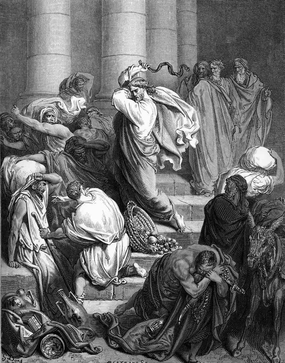 Tapınakta İsa, Doré tarafından gravür. - Kutsal Kitap by Gustave Dore