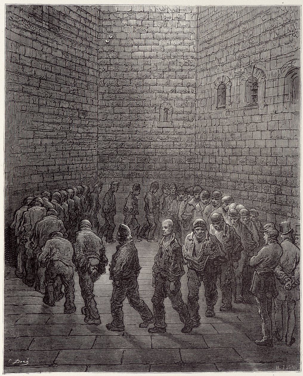 Mahkumların Hapishanede Yürüyüşü - Gustave Dore tarafından "" Londra "da by Gustave Dore