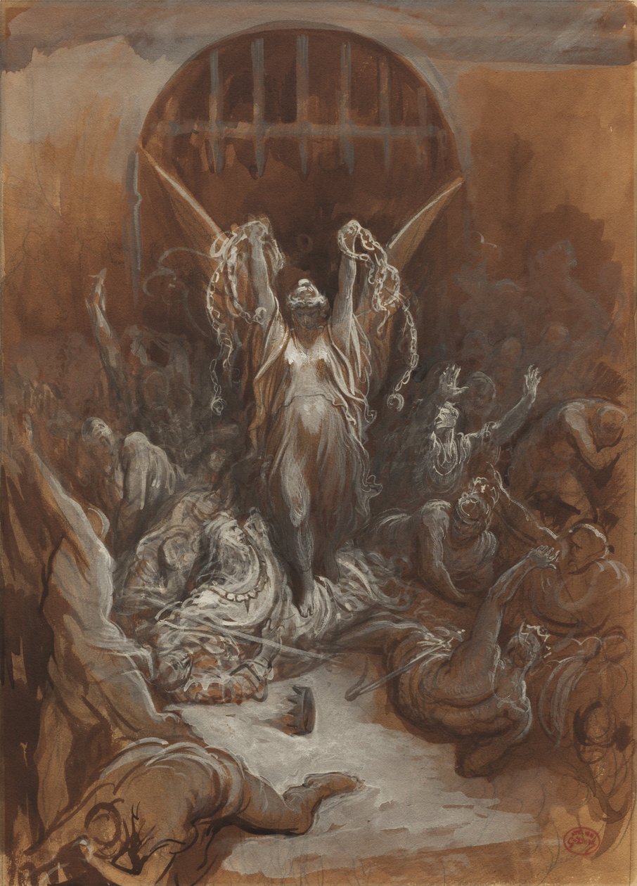 Özgürlük, yak. 1865-1875 (grafitli kahverengi yıkama ve gri ve beyaz guaş) by Gustave Dore