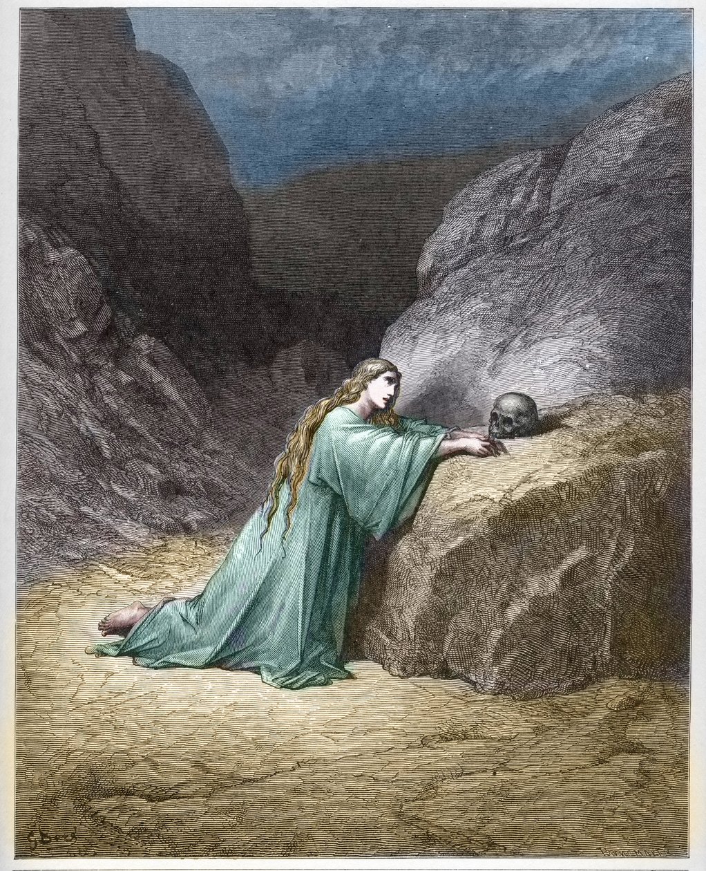 Tövbe eden Mecdelli Meryem (Tövbe eden Mecdelli Meryem) - - Gustave Dore (1832-1883) tarafından yazılan “İncil illustree”deki gravür - “” Dore İncili”nden gravür by Gustave Dore