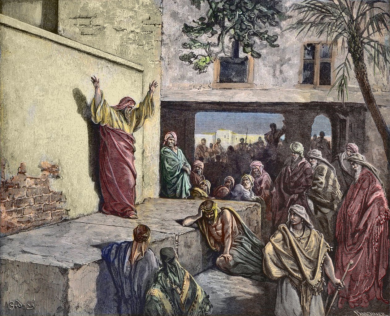 İsrailoğullarına vaaz veren Moreshite peygamber Micah, Gustave Dore tarafından yapılan gravür - “İsrail halkını tövbe etmeye teşvik eden peygamber Michee”” Gustave Dore (1832-1883) tarafından 