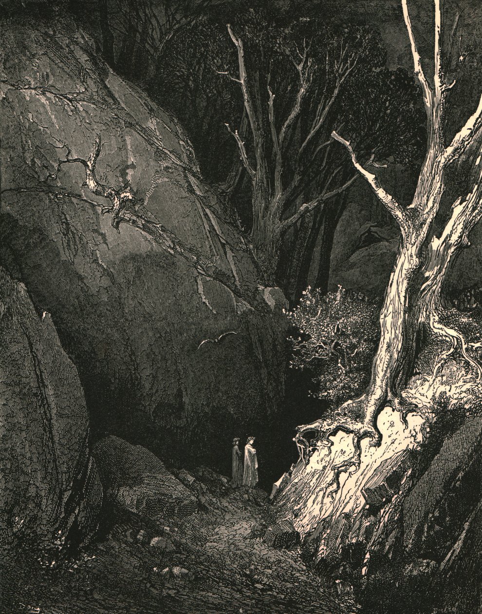 İlerlemeye devam etti, takip ettiği adımları kapattım, c1890. by Gustave Dore