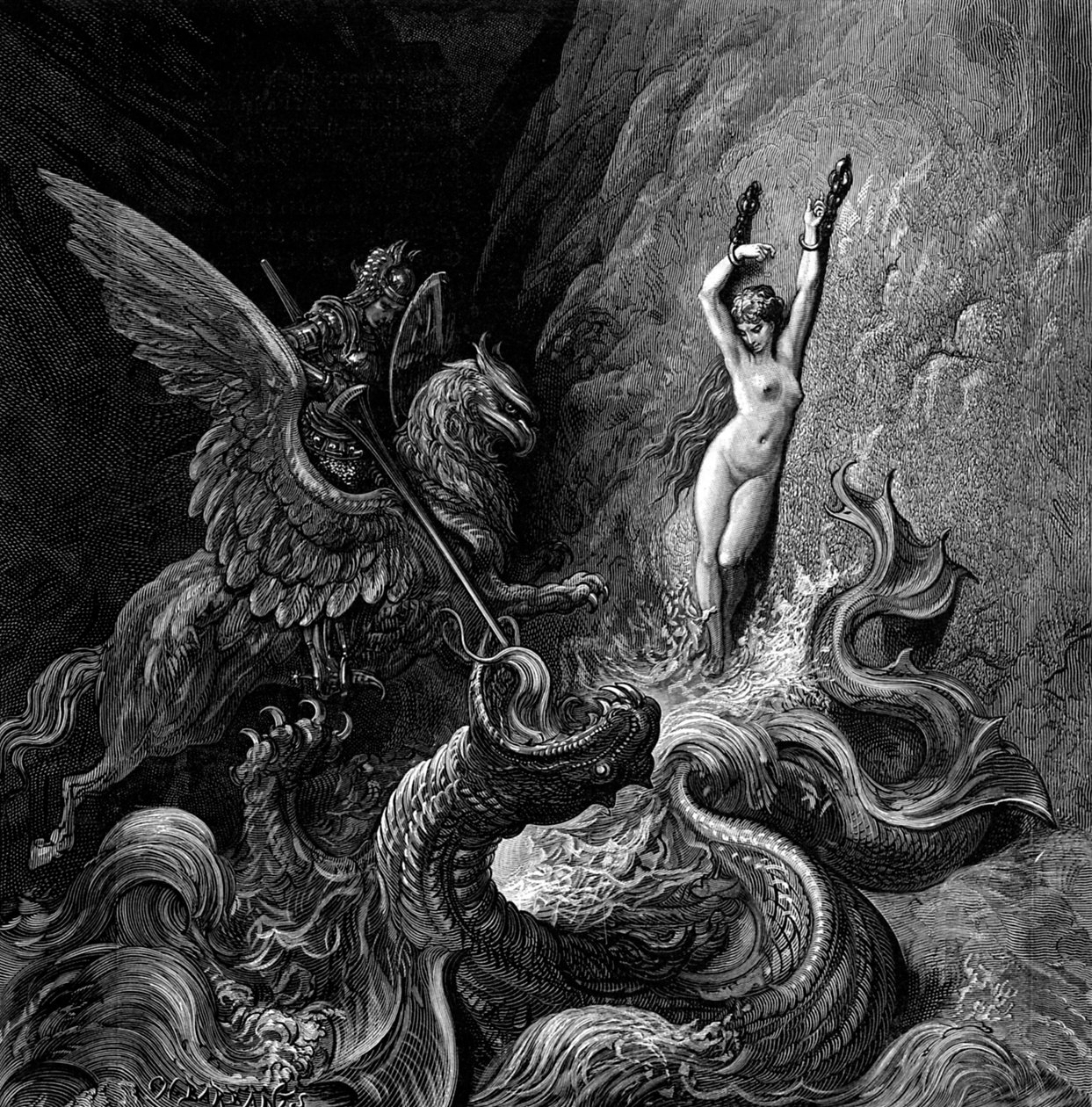 Gustave Doré tarafından gösterilen Orlando Furioso by Gustave Dore