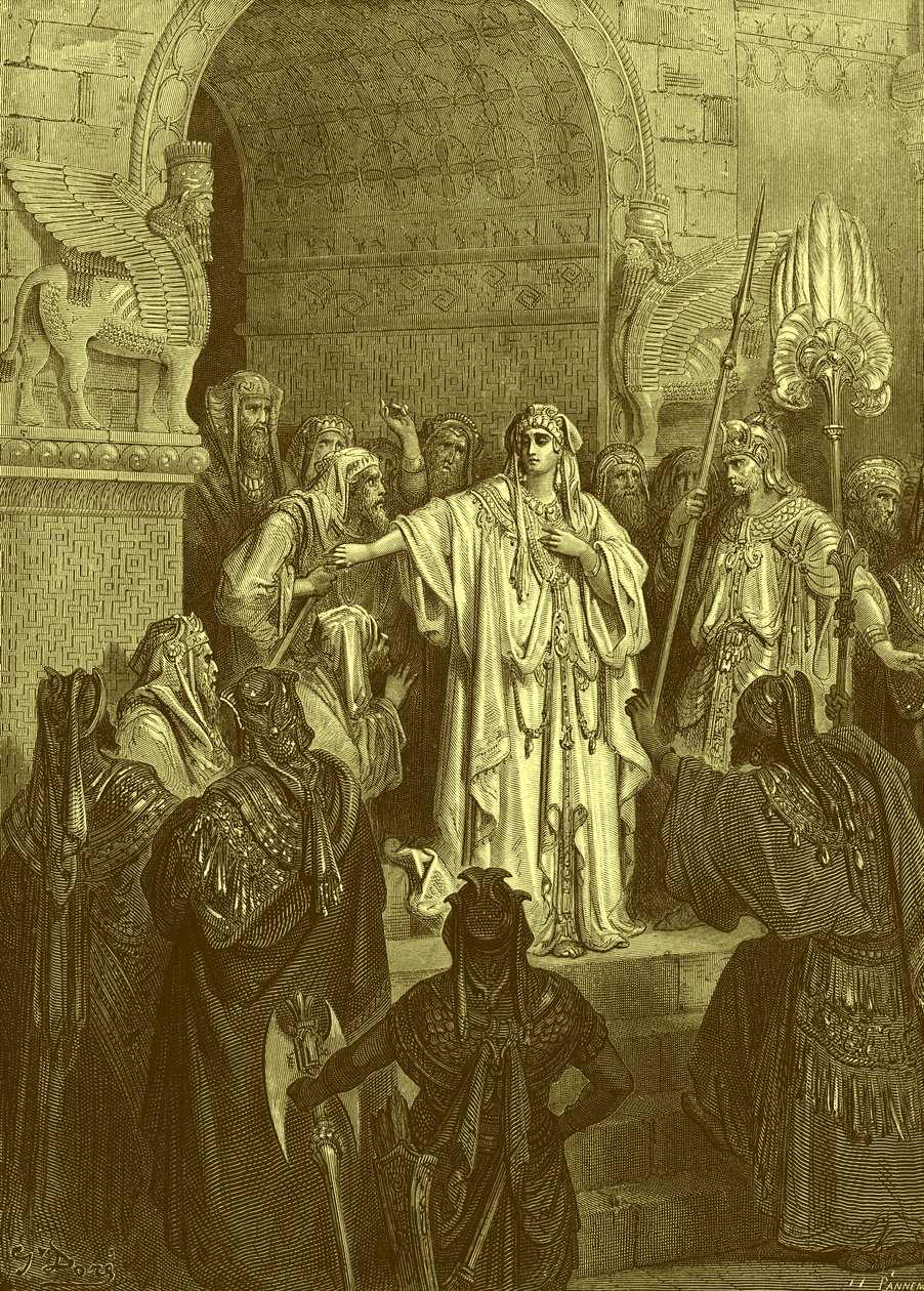 Kraliçe Vashti, Doré tarafından gravür. - Kutsal Kitap by Gustave Dore