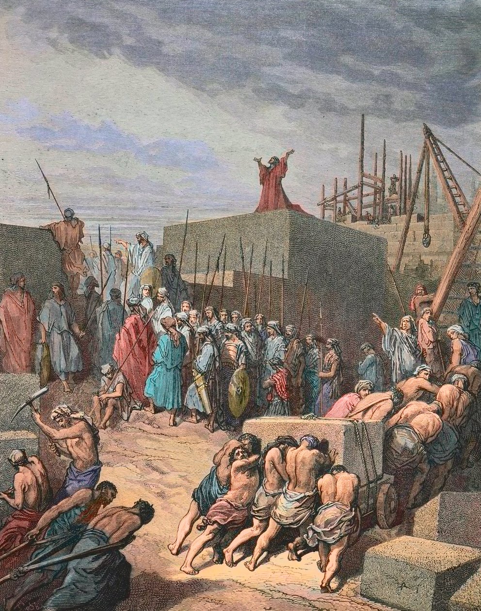 Gustave Dore'un gravürü, Kudüs'teki tapınağı yeniden inşa ediyor by Gustave Dore