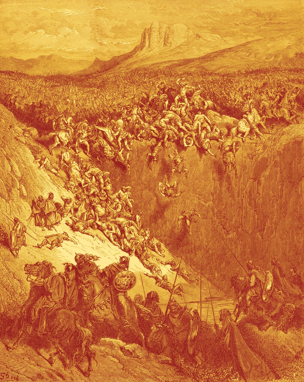 Samson Filistinlileri eşek çene kemiğiyle öldürüyor, yazan Doré - İncil by Gustave Dore
