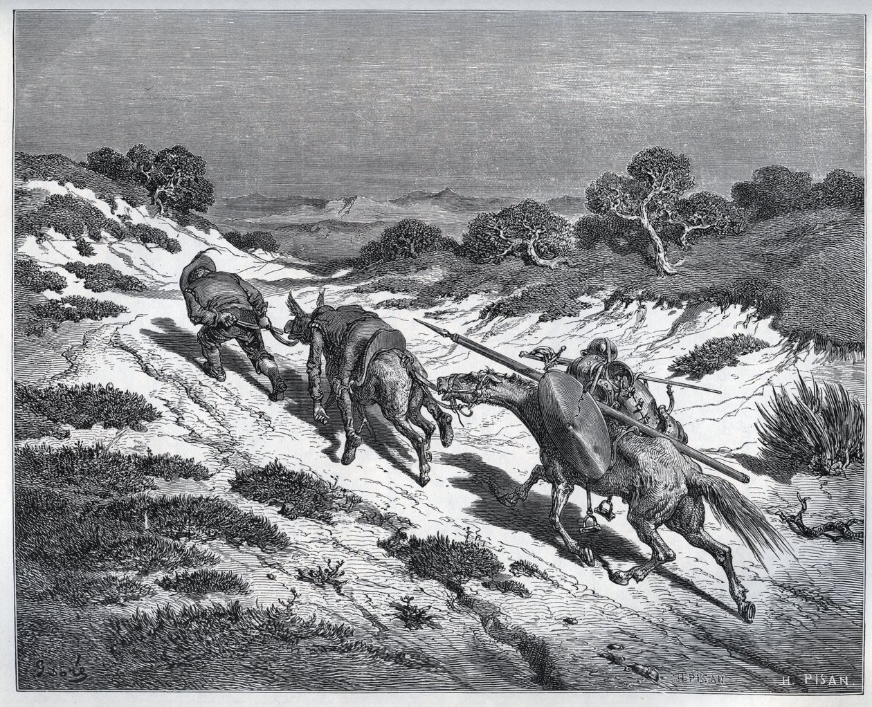 Sancho Panza, Don Kişot ve binekleri Yangers