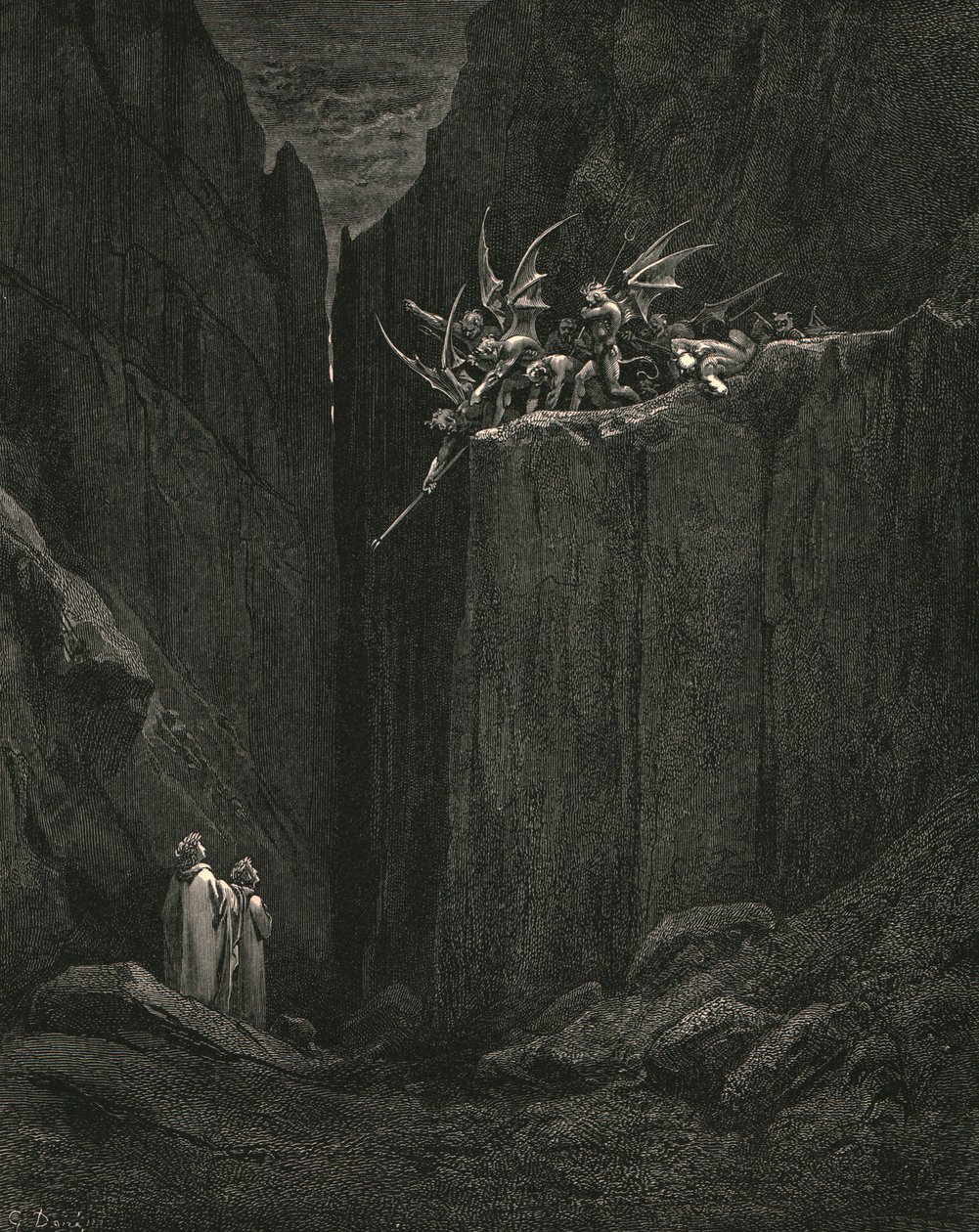 Ayakları alttaki yatağın en alt kısmına zar zor ulaşmıştı, c1890. by Gustave Dore