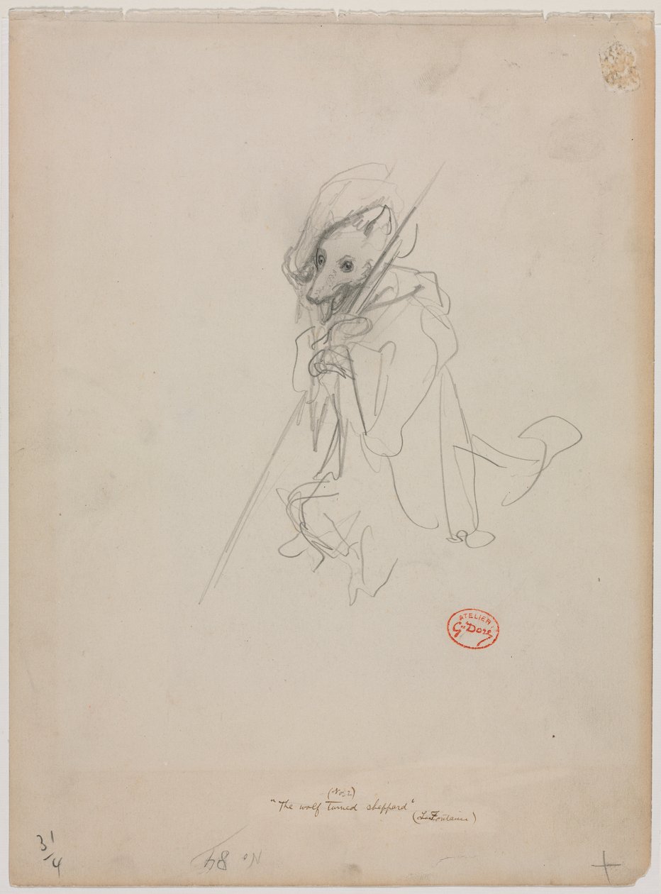 "Kurta Dönüşen Çoban" için eskiz (rekto) by Gustave Dore
