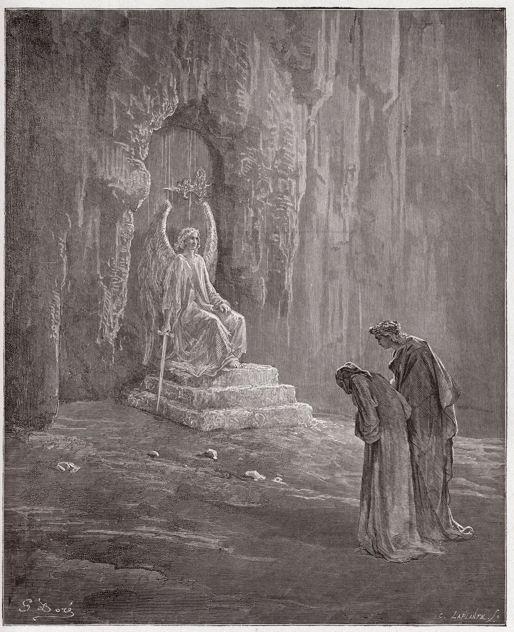 İlahi Komedya (La Divina Comedia, La Divine Comedie), Araf, Canto 9: Dante ve Virgil Araf Kapılarında - Dante Alighieri (1265-1321) - Gustave Dore
