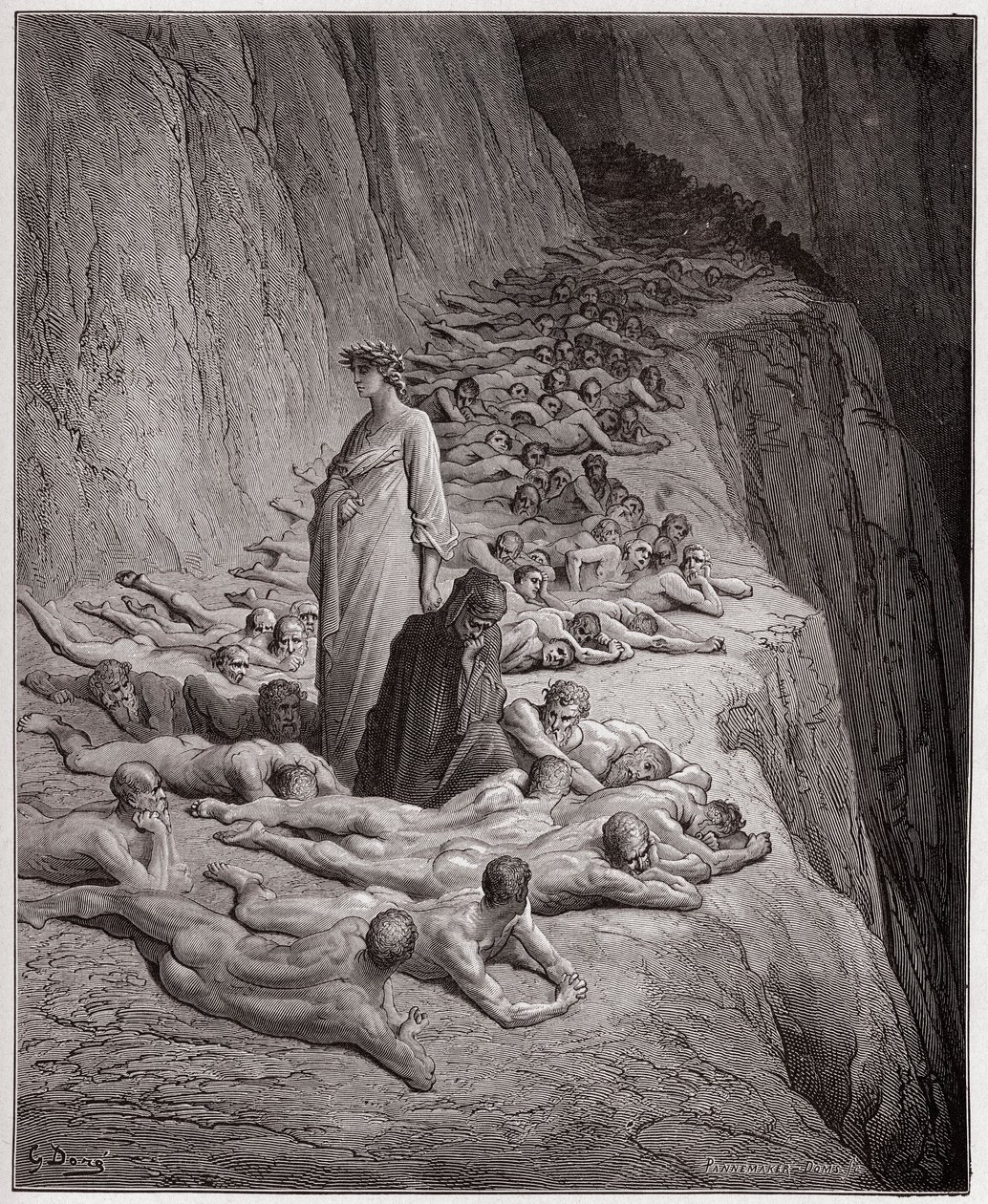 İlahi Komedya (La Divina Comedy, La Divine Comedie), Purgatorio, Canto 19: Hırslıların ruhları: Adrian V Dante ile konuşuyor - Dante Alighieri (1265-1321) - Gustave Dore