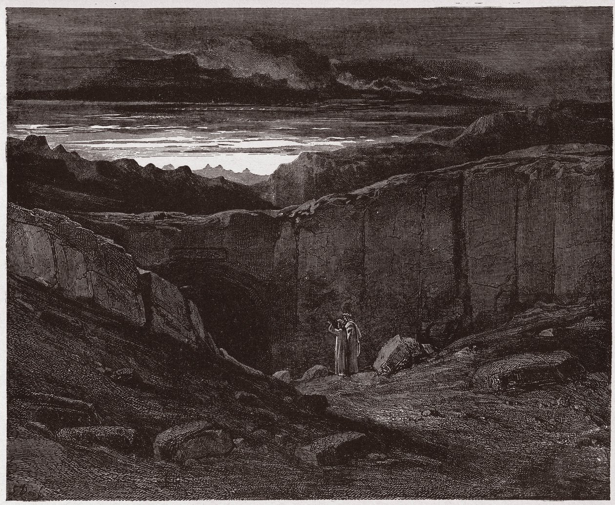 İlahi Komedya (La Divina Commedia, La Divine Comedie), Cehennem, Canto 3: Virgil ve Dante Cehennemin Kapılarında - Dante Alighieri (1265-1321) - Çizim Gustave Dore (1832-1883) by Gustave Dore