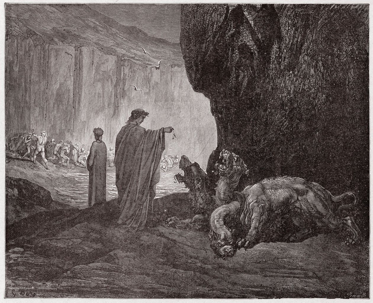 İlahi Komedya (La Divina Commedia, La Divine Comedie), Inferno, Canto 6: Virgil Cerberus