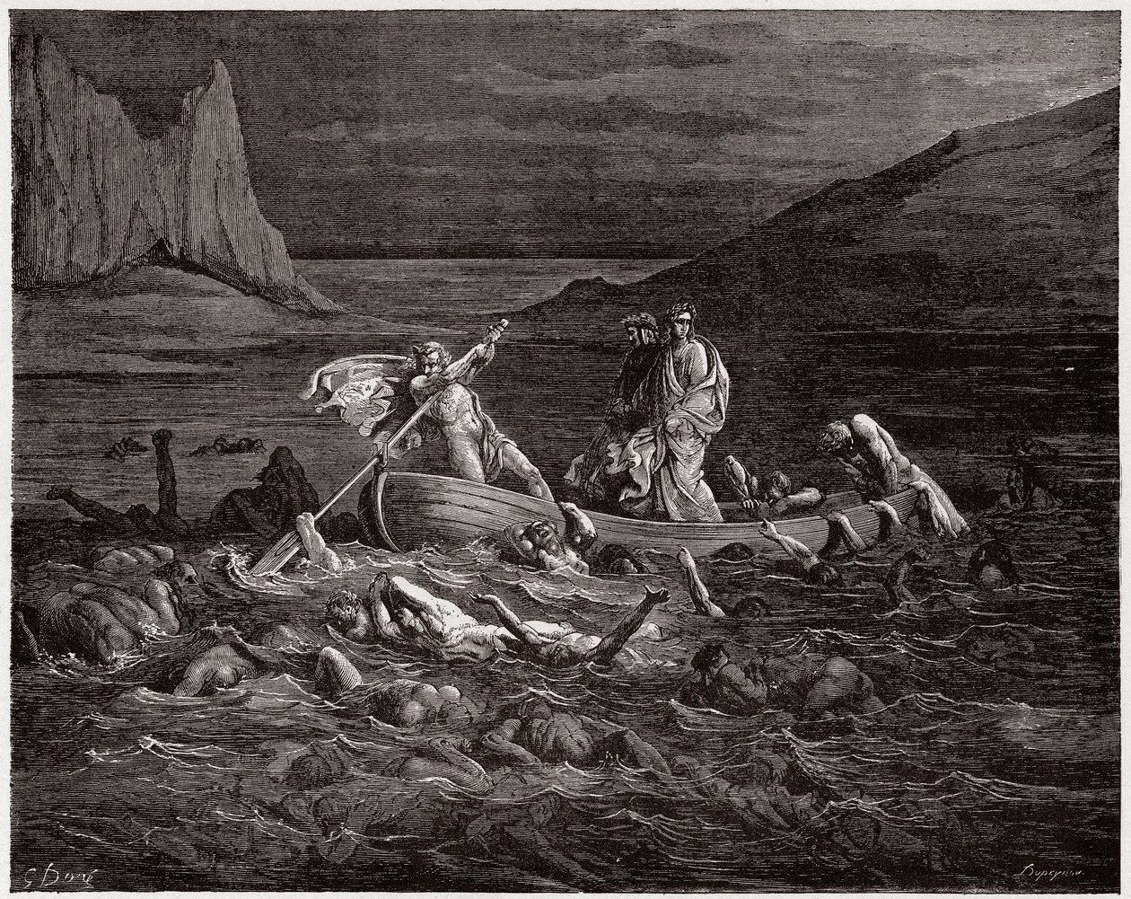 İlahi Komedya (La Divina Commedia, La Divine Comedie), Cehennem, Canto 8: Phlegyas, Dante ve Virgil