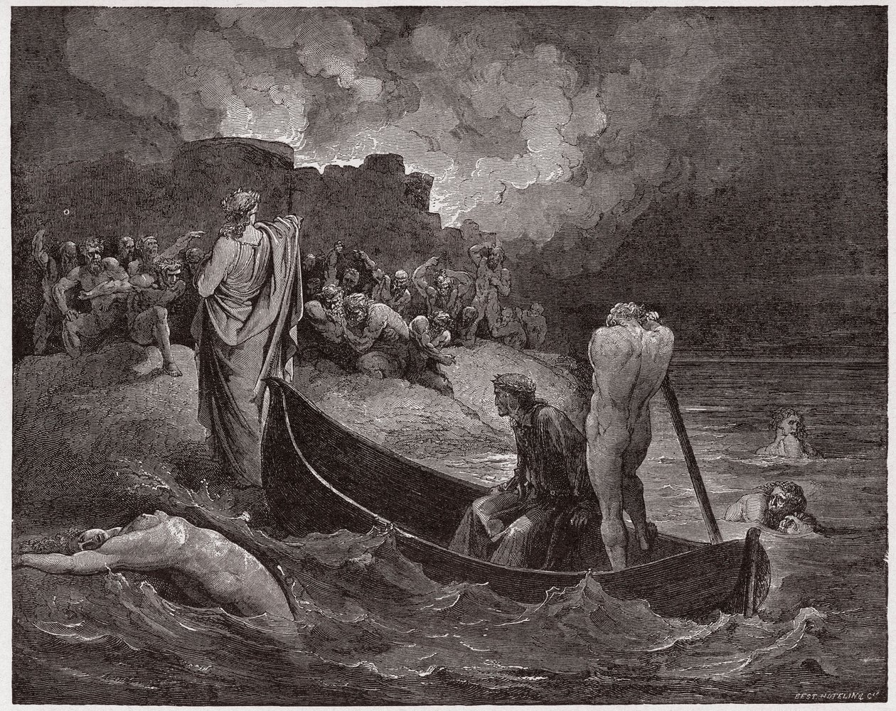 İlahi Komedya (La Divina Commedia, La Divine Comedie), Cehennem, Canto 8: Virgil ve Dante Dis Kalesi