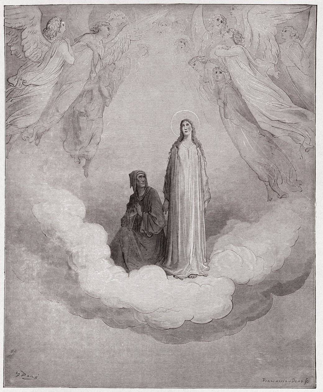 İlahi Komedya (La Divina Commedia, La Divine Comedie), Paradiso, Canto 21: Yedinci dairede kutsanmış Beatrice - Dante Alighieri (1265-1321) - Çizim Gustave Dore (1832-1883) by Gustave Dore